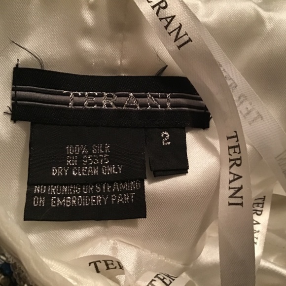 Terani White Floral Rhinestone Strapless Dress - Picture 5 of 7